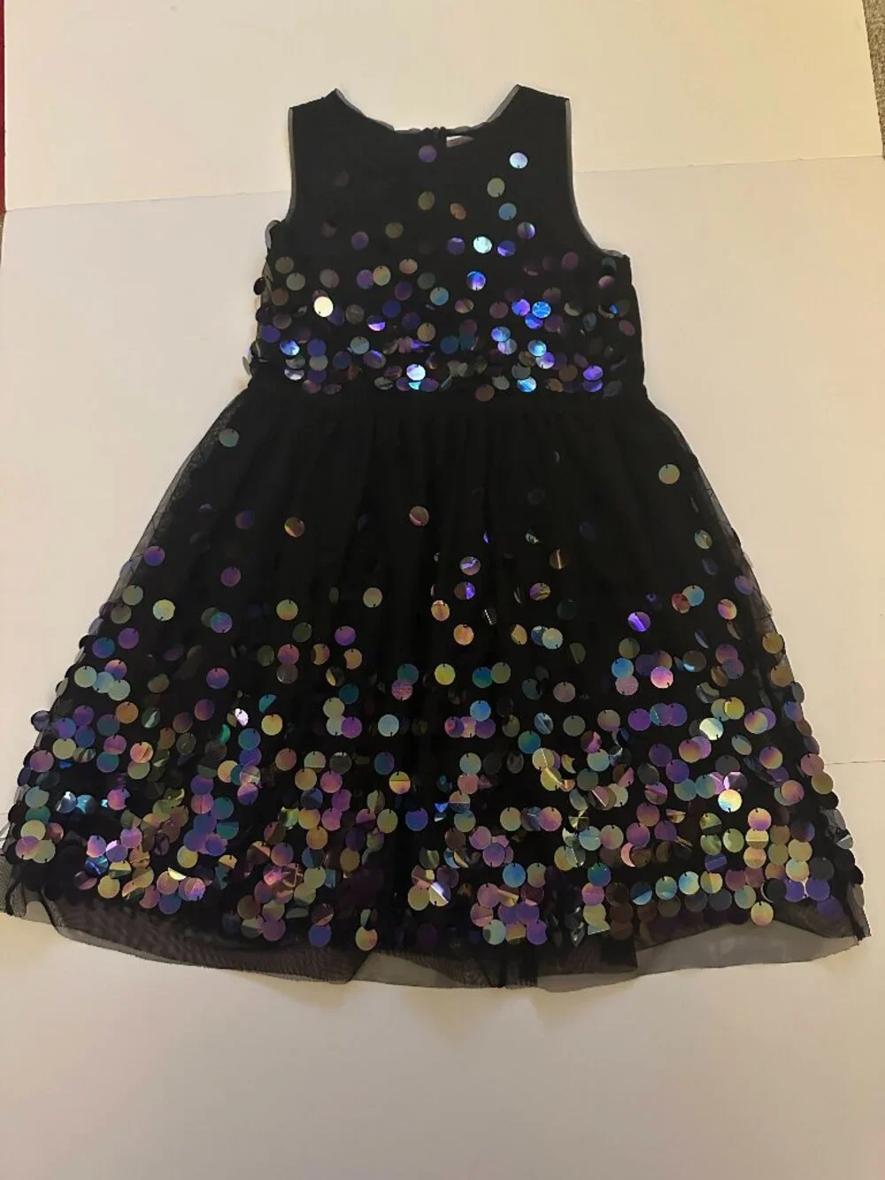Cat & Jack Girls Black Sequins Tulle Party Dress Size 14/16 Sleeveless